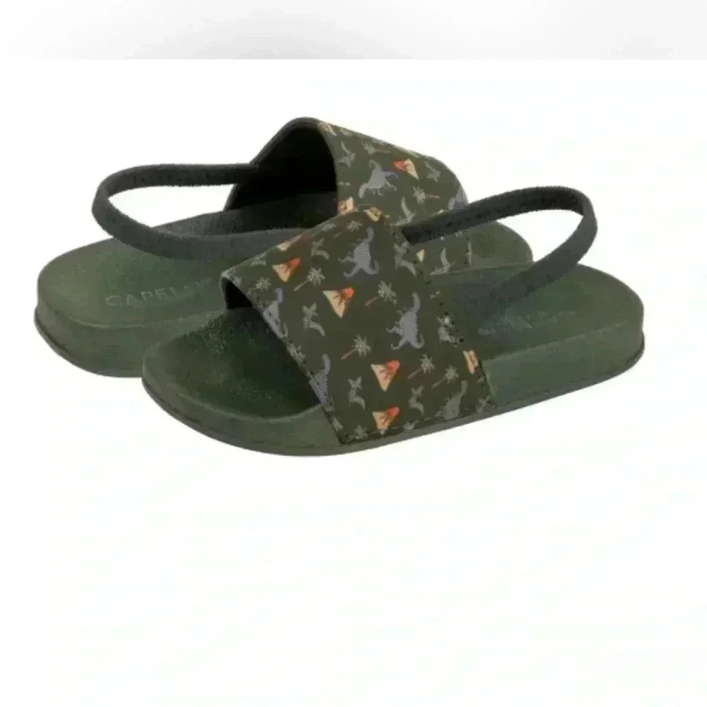 NWOT Toddler Boys Dinosaur Printed Slide with Elastic Backstrap Size‎ 4/5T